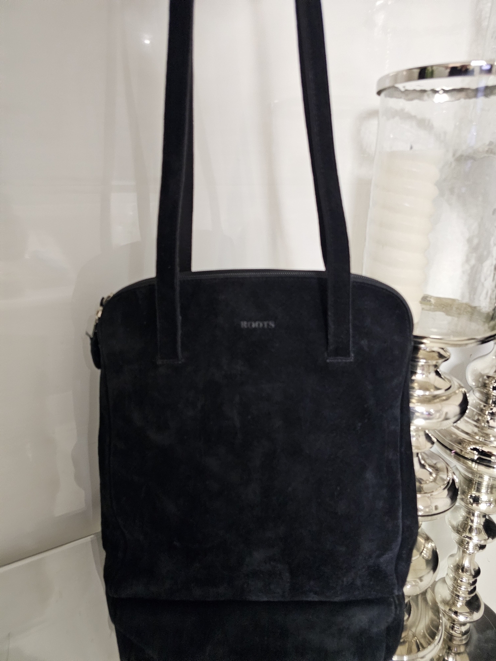 Roots Black Suede Shoulder Bag